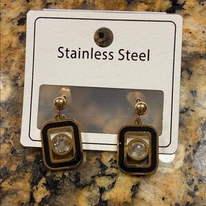 Gold and Black Stainless Steel Earrings